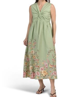 rachel zoe green and white dress RACHEL ZOE Ivory Dress Green Floral